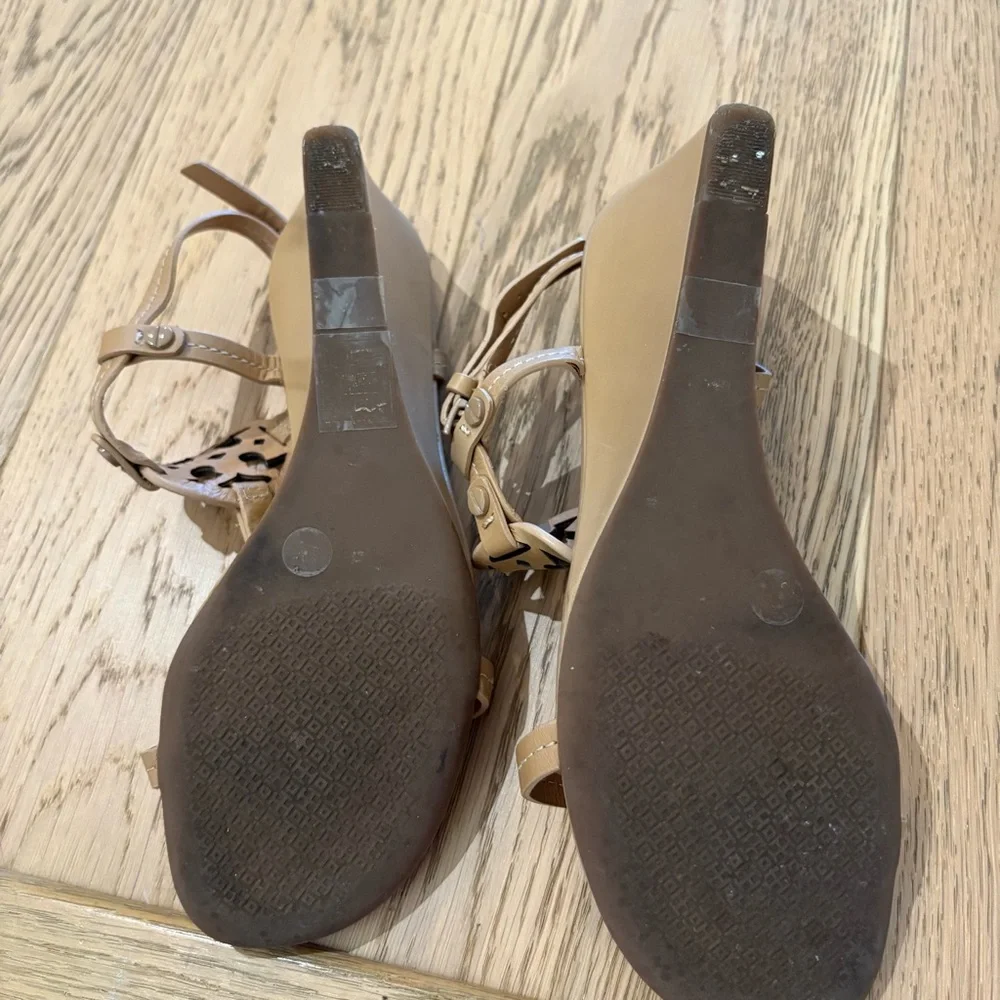 Tory Burch Tan Wedge Sandals with Strappy Details